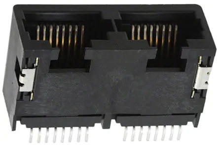 Produktfoto 1 von Molex 44193 Buchse Cat,4 RJ45-Steckverbinder, 2-Port 8-polig Ungeschirmt Oberfläche gewinkelt