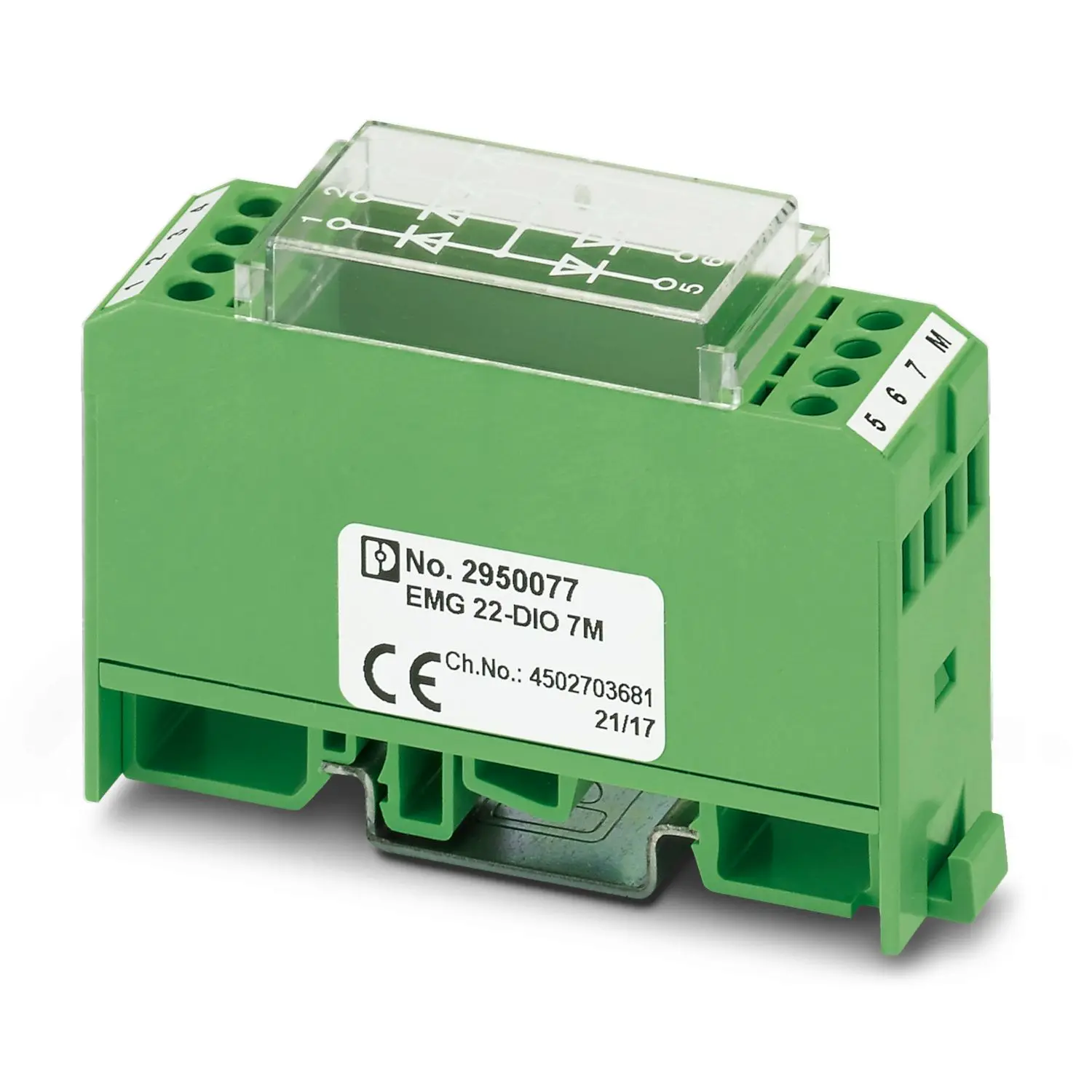 Produktfoto 1 von Phoenix Contact, Überspannungsschutz, 250 V ac DIN-Hutschiene EMG 22-DIO 7M