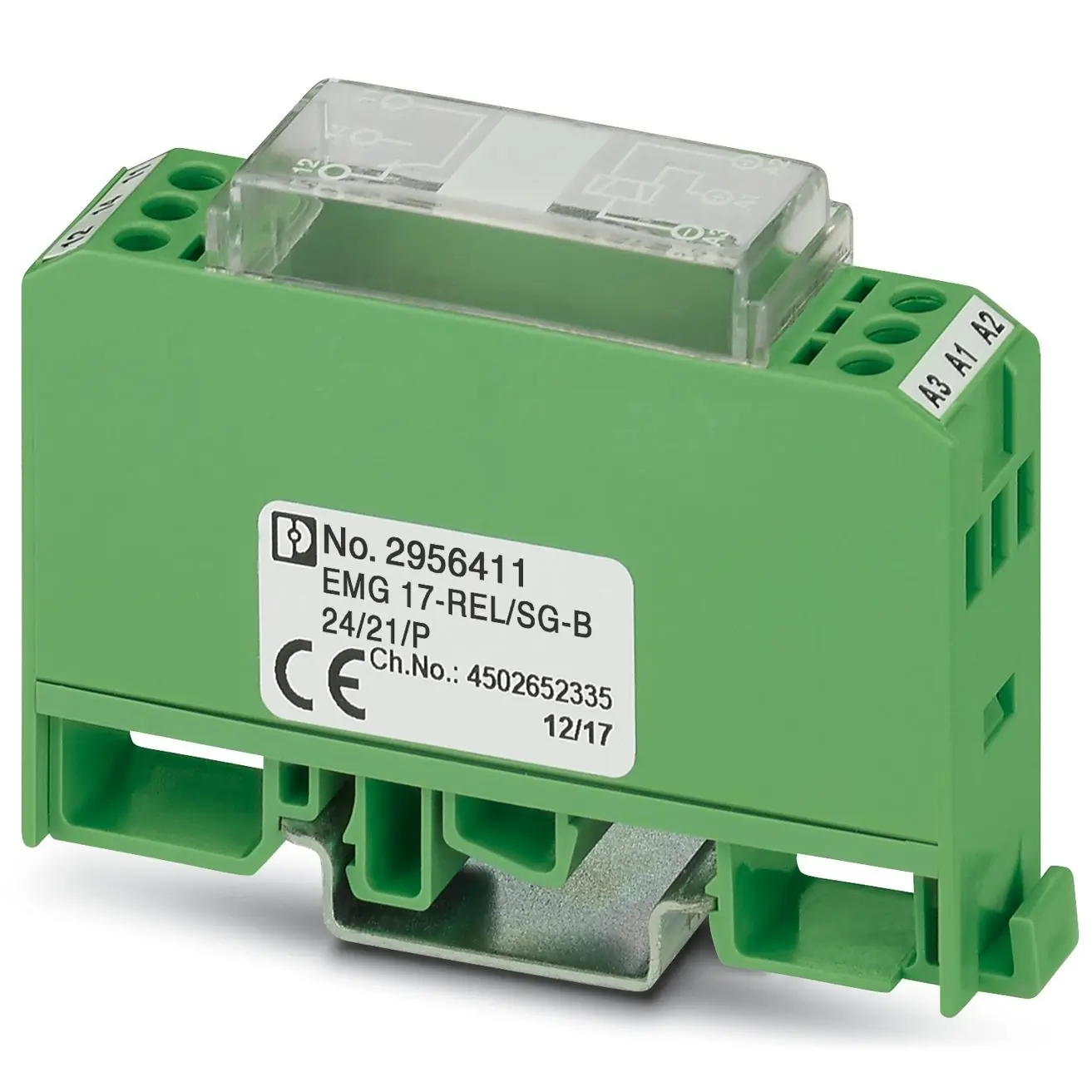 Produktfoto 1 von Phoenix Contact EMG 17-REL/SG-B 24/21/P Interface Relais 24V dc Spule 1-poliger Umschalter Fahrgestell 8A