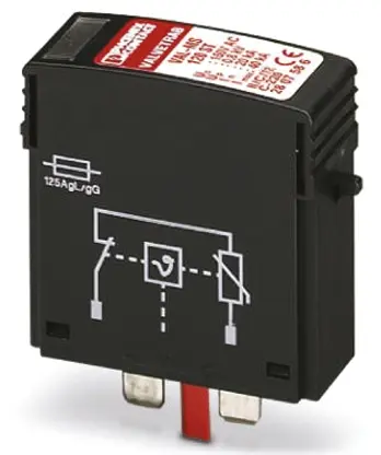 Produktfoto 1 von Phoenix VAL Überspannungsschutz Schutzmodul für Überspannungsableiter 40 kA 120V ac, DIN-Hutschiene, -40 °C→80 °C