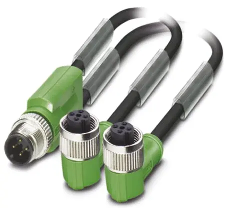 Produktfoto 1 von Phoenix Contact SAC-3P-M12Y/2X0.6-PUR/M12FR B konfektioniertes Sensorkabel 3-adrig, Buchse gerade / M12 Stecker gerade,