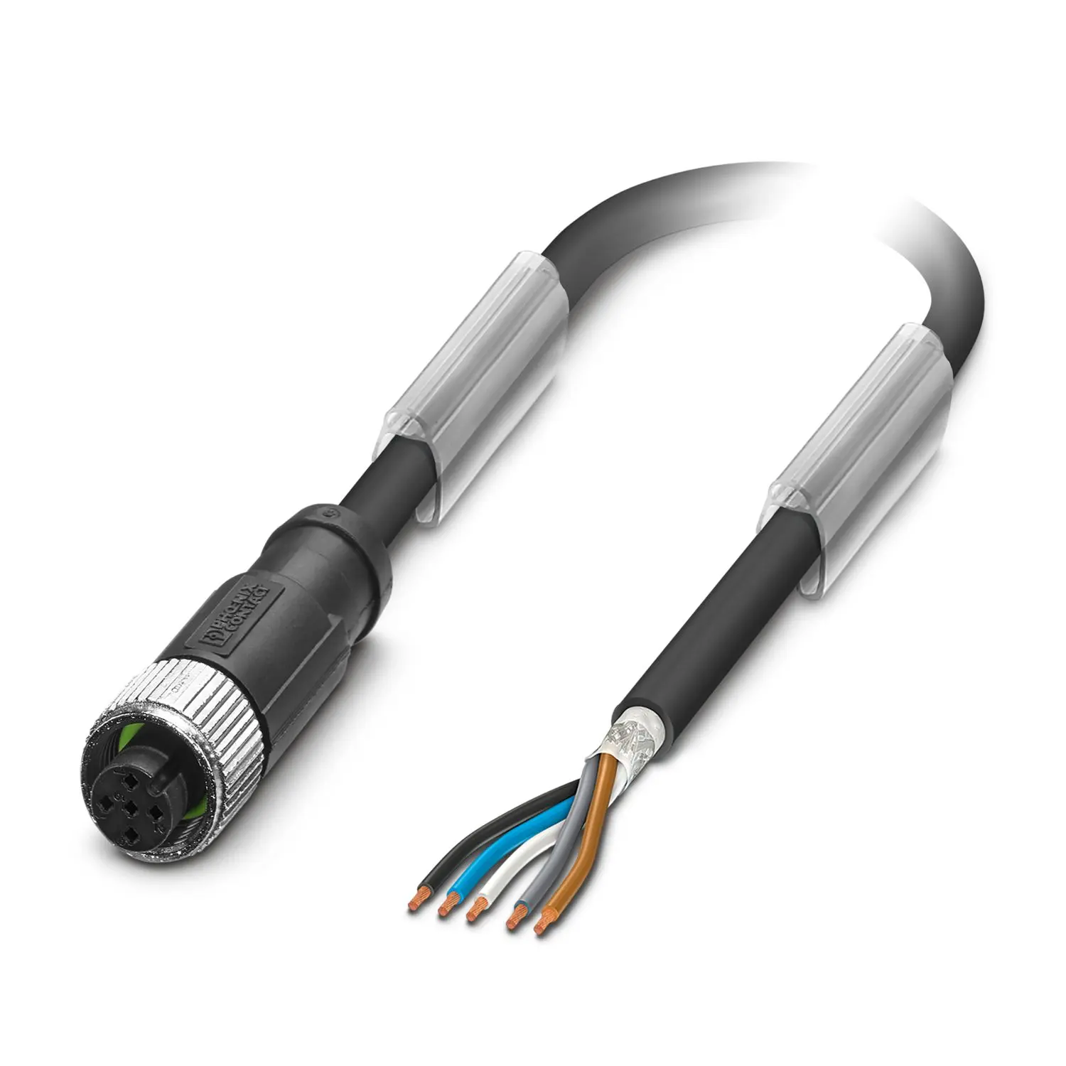Produktfoto 1 von Phoenix Contact 0-PUR/M12FS SH, SAC-5P-10, 8-polig Sensor-Betätigungselementkabel, M12, Gerade Buchse, Länge 10 m