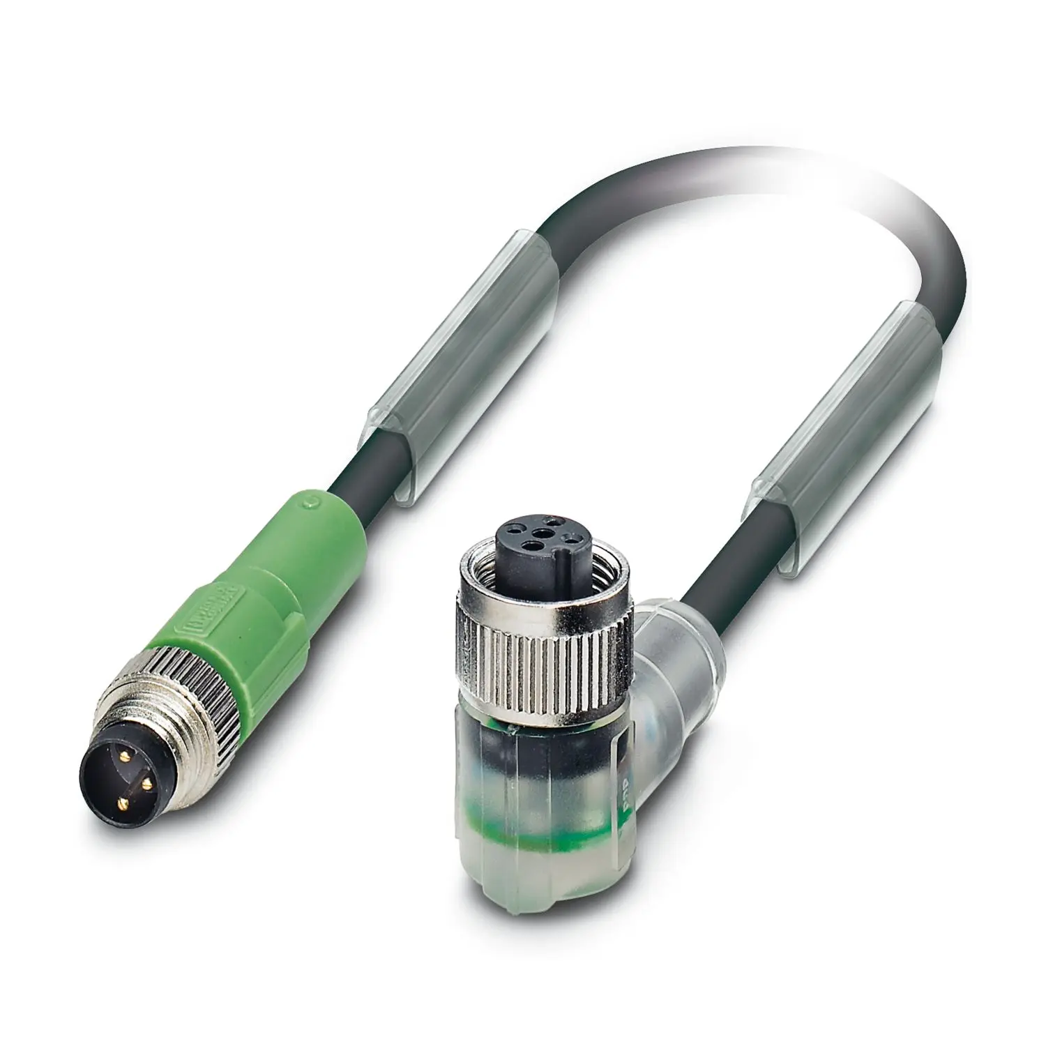 Produktfoto 1 von Phoenix Contact SAC-3P-M 8MS/3.0-PUR/M12FR-2L, 3-polig Sensor-Betätigungselementkabel, Rechtwinklig Stecker 3 / Gerade
