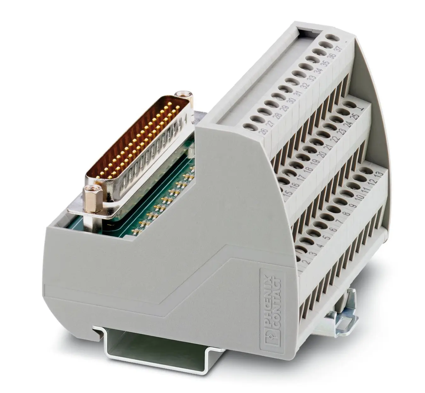 Produktfoto 1 von Phoenix Contact Schnittstellenmodul D-SUB, Stecker, 37-polig, 24 V dc, DIN-Hutschiene 2.5A