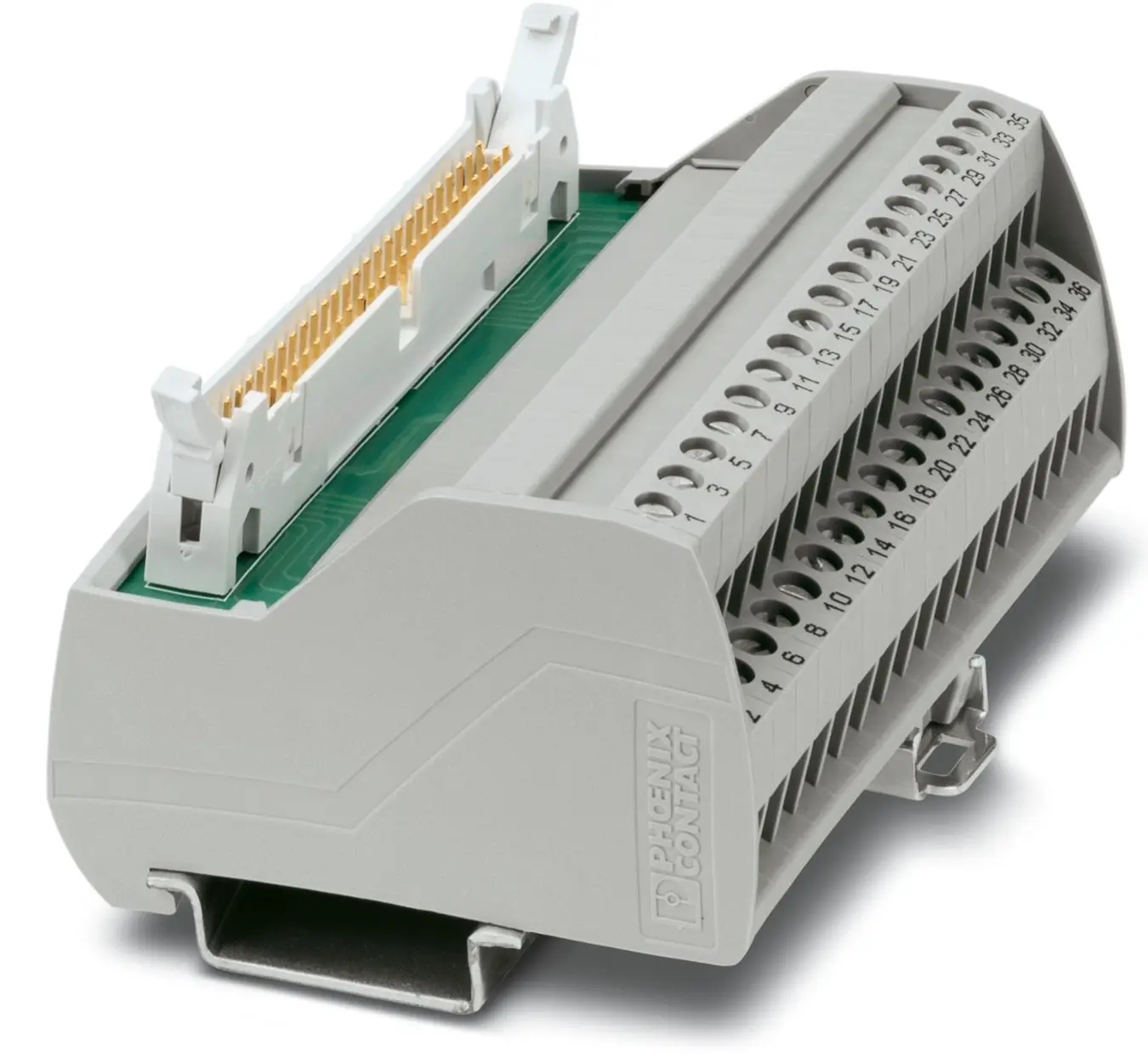 Produktfoto 1 von Phoenix Contact Schnittstellenmodul IDC, FLK, Stecker, 50-polig, 60 V ac/dc, DIN-Hutschiene 1A