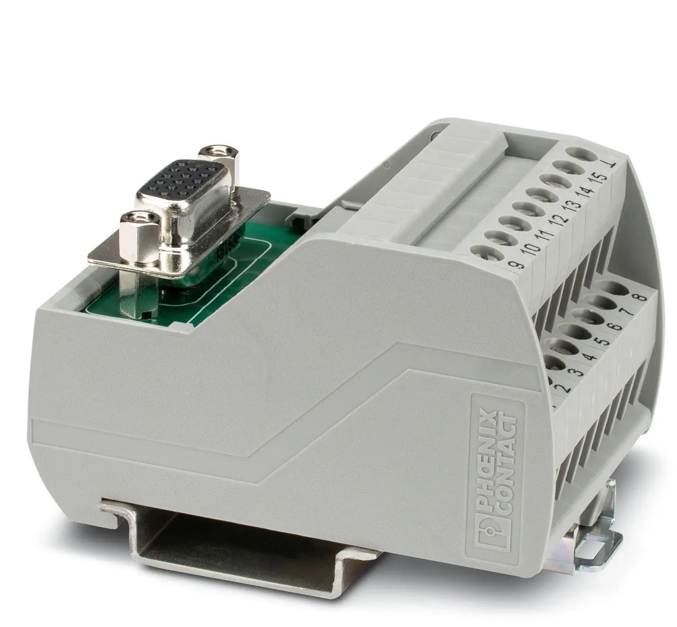 Produktfoto 1 von Phoenix Contact Schnittstellenmodul D-SUB, Buchse, 15-polig, 25 V ac, 60 V dc, DIN-Hutschiene 1A