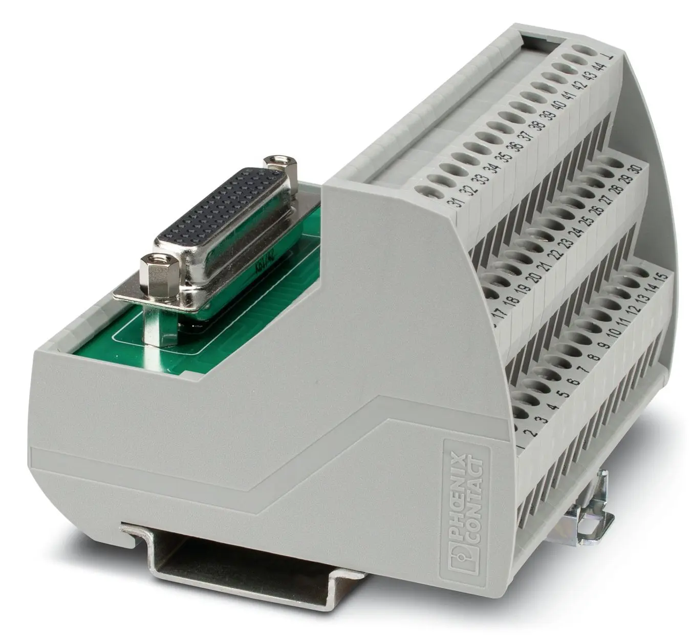 Produktfoto 1 von Phoenix Contact Schnittstellenmodul D-SUB, Buchse, 44-polig, 25 V ac, 60 V dc, DIN-Hutschiene 1A