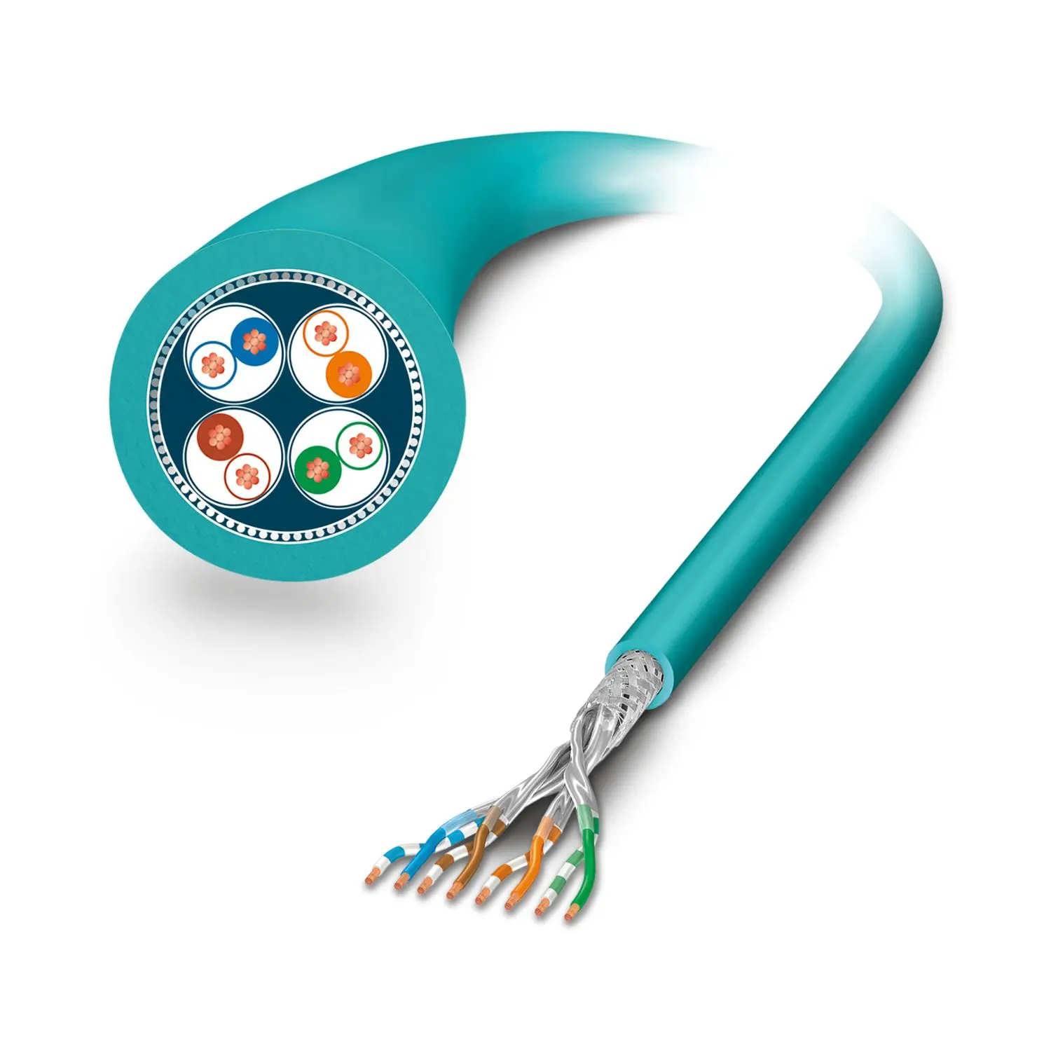 Produktfoto 1 von Phoenix Contact Cat6a Ethernet-Kabel, 100 m, Blau 2 Abgeschirmt, Aussen ø 6.4 mm Außen-ø , Polyurethan