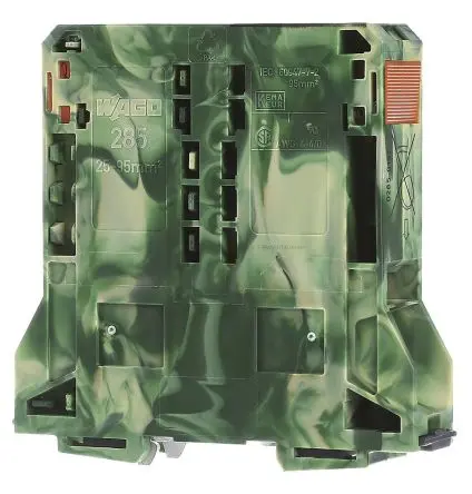 Produktfoto 1 von WAGO 285 Schutzleiterklemme 1 Grün, Gelb, 95mm², 25V Zugfederklemme