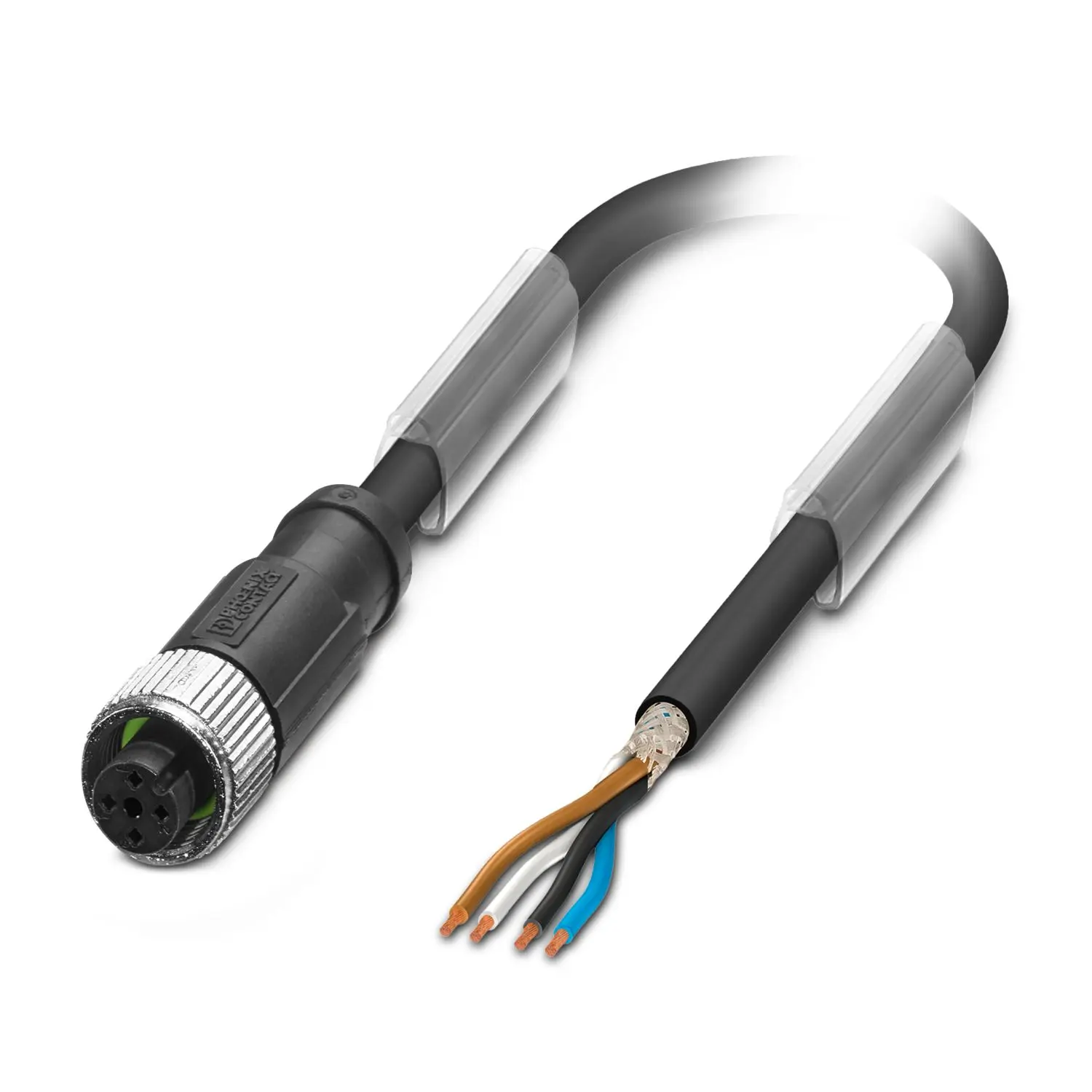 Produktfoto 1 von Phoenix Contact SAC-4P- 5.0-PUR/M12FS SH, 4-polig Sensor-Betätigungselementkabel, Gerade Buchse 4 / Nicht abgeschlossen,
