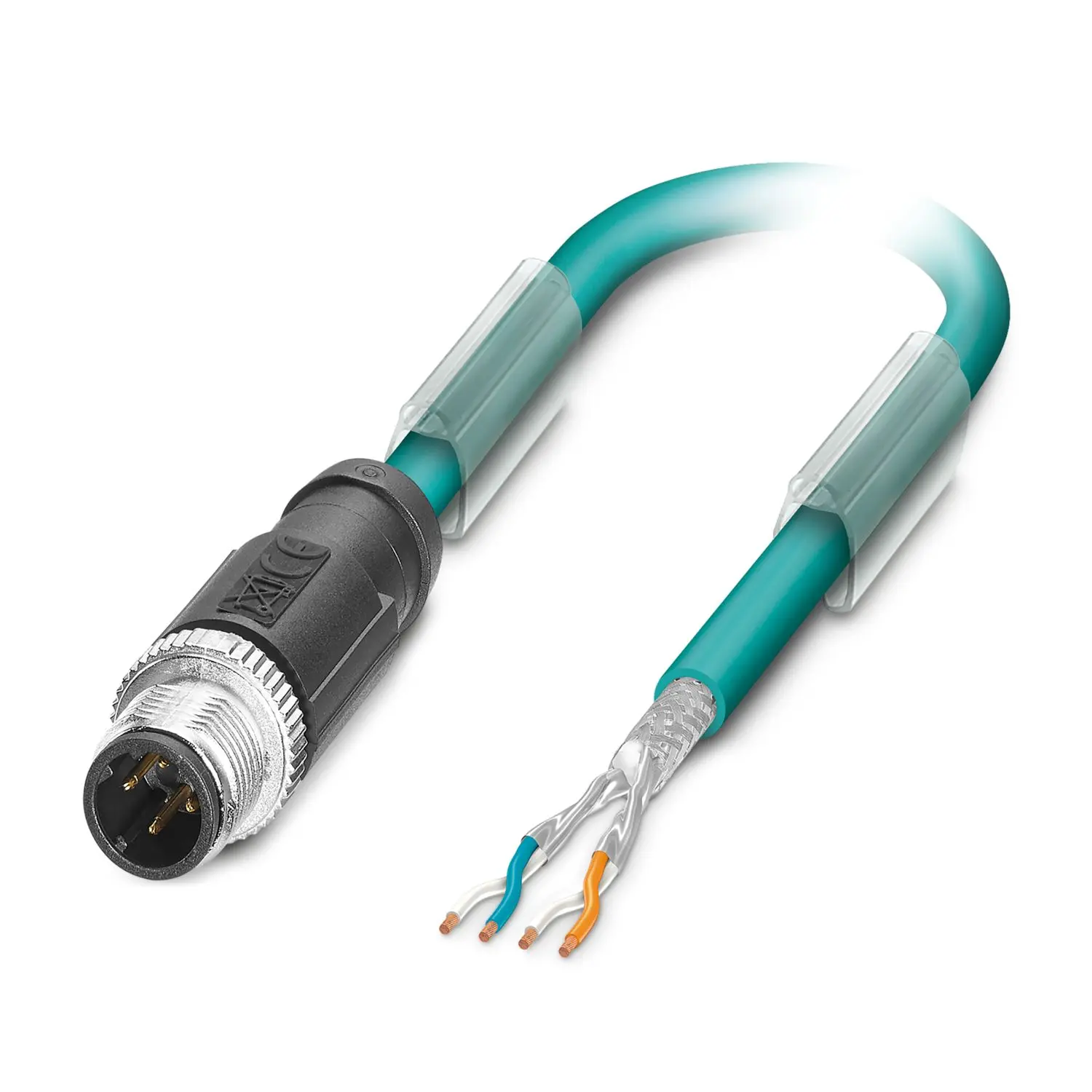 Produktfoto 1 von Phoenix Contact SAC-4P-M12MSD/ 2.0-931 Cat.5 Ethernet-Kabel, 2 m, Blau 2 Abgeschirmt, Aussen ø 6.4 mm Außen-ø ,