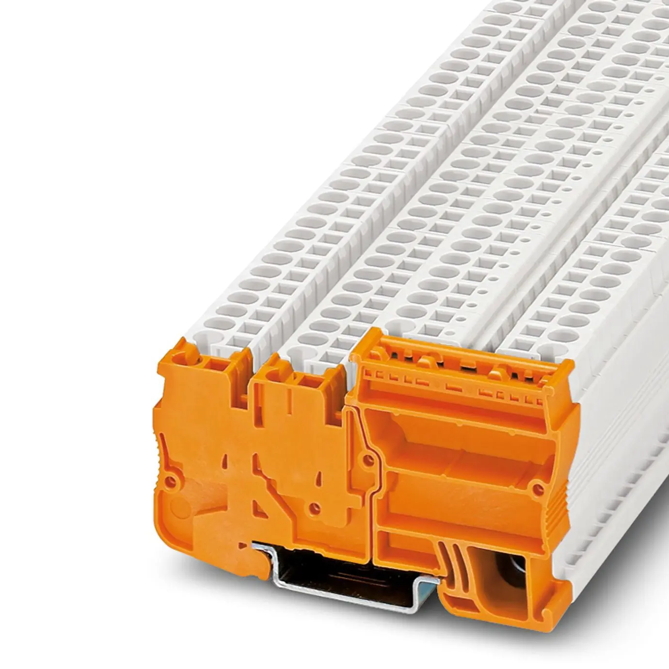 Produktfoto 1 von Phoenix Contact STIO-IN 2.5/3 OG Reihenklemme Dreifach Orange, 250 V / 18A, Federklemme