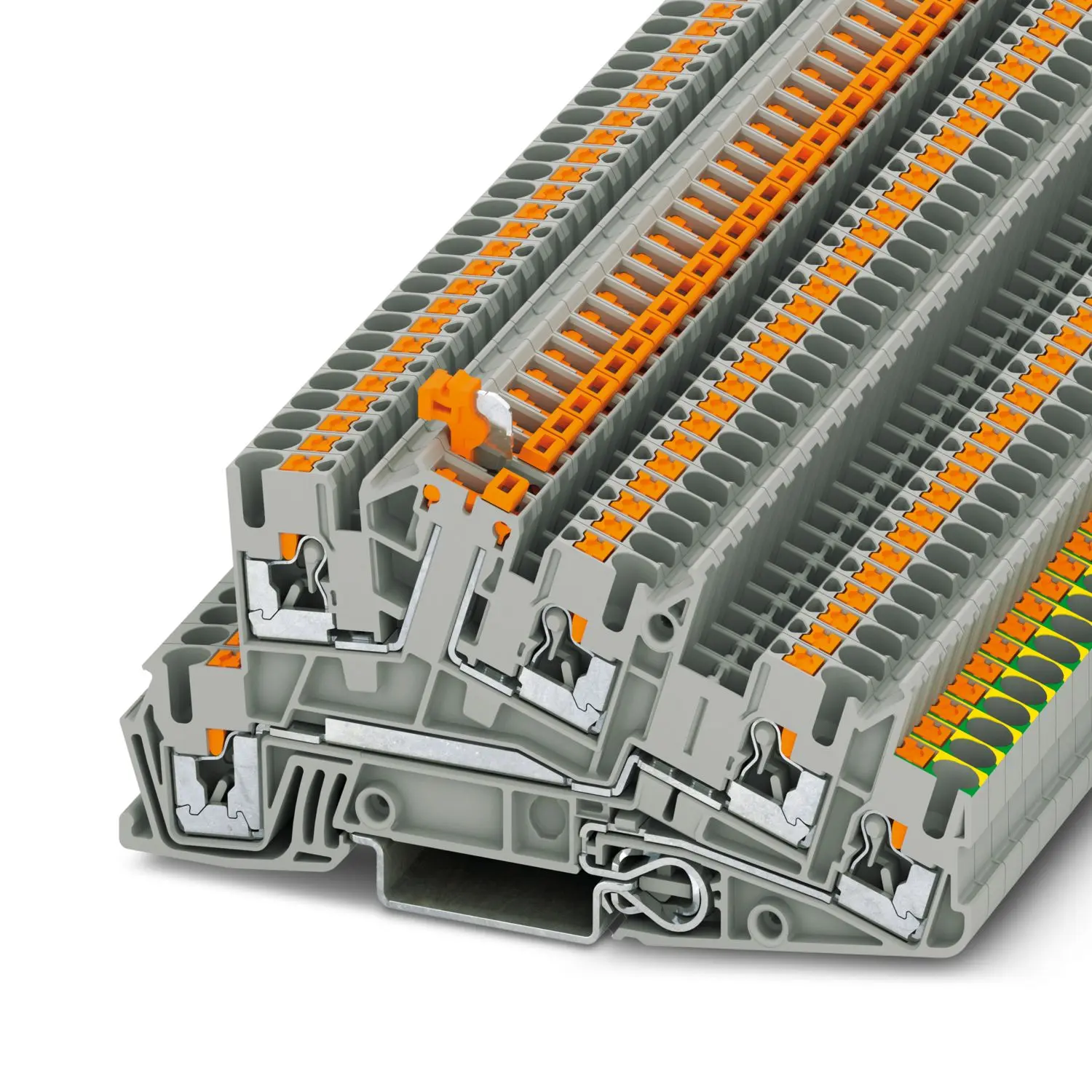 Produktfoto 1 von Phoenix Contact PTI 2.5-PE/L/LTB Anschlussklemmenblock DIN-Schiene 3 Grau, 0.14 to 4 mm², 400 V Einsteck-Anschluss