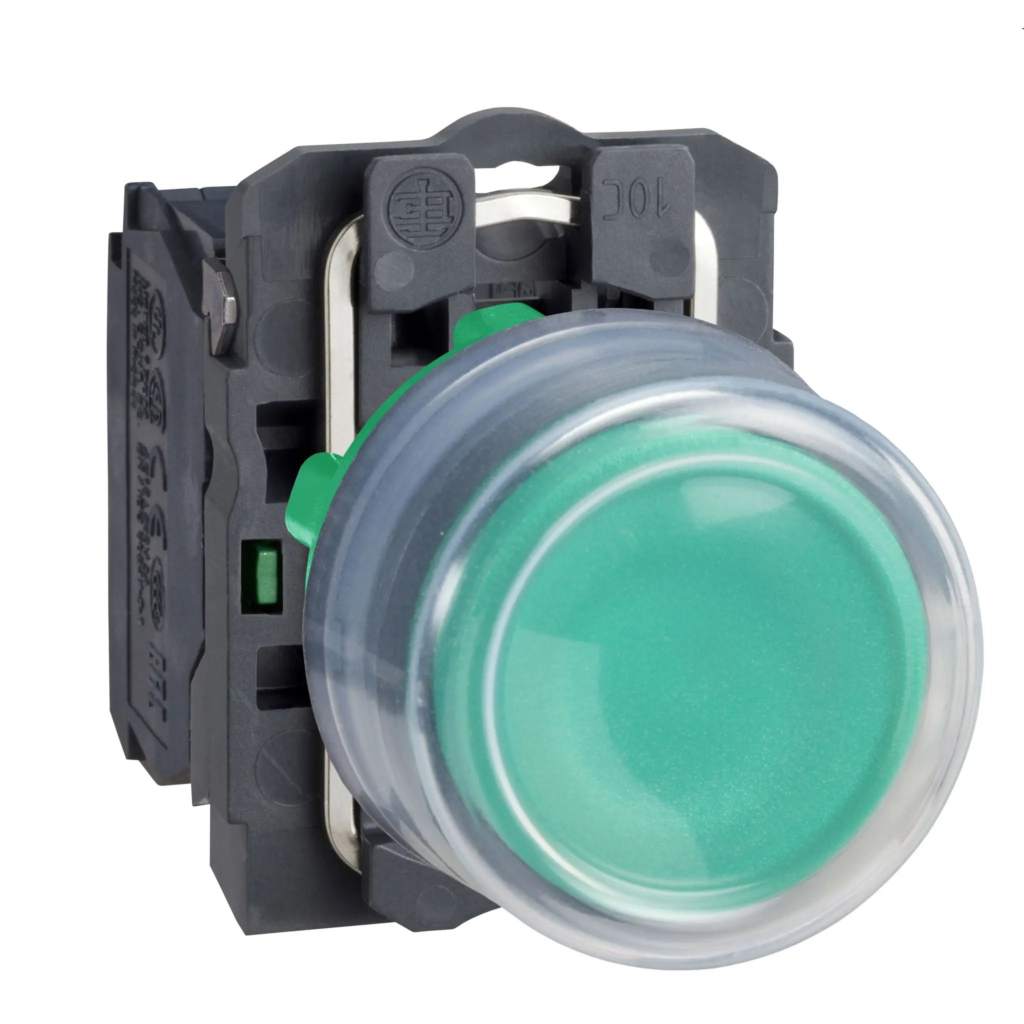 Produktfoto 1 von Schneider Electric Harmony XB5 Druckschalter Grün Federrückstellung Panel Ø 22 mm, SPST / 3A, IP66, IP67, IP69, IP69K