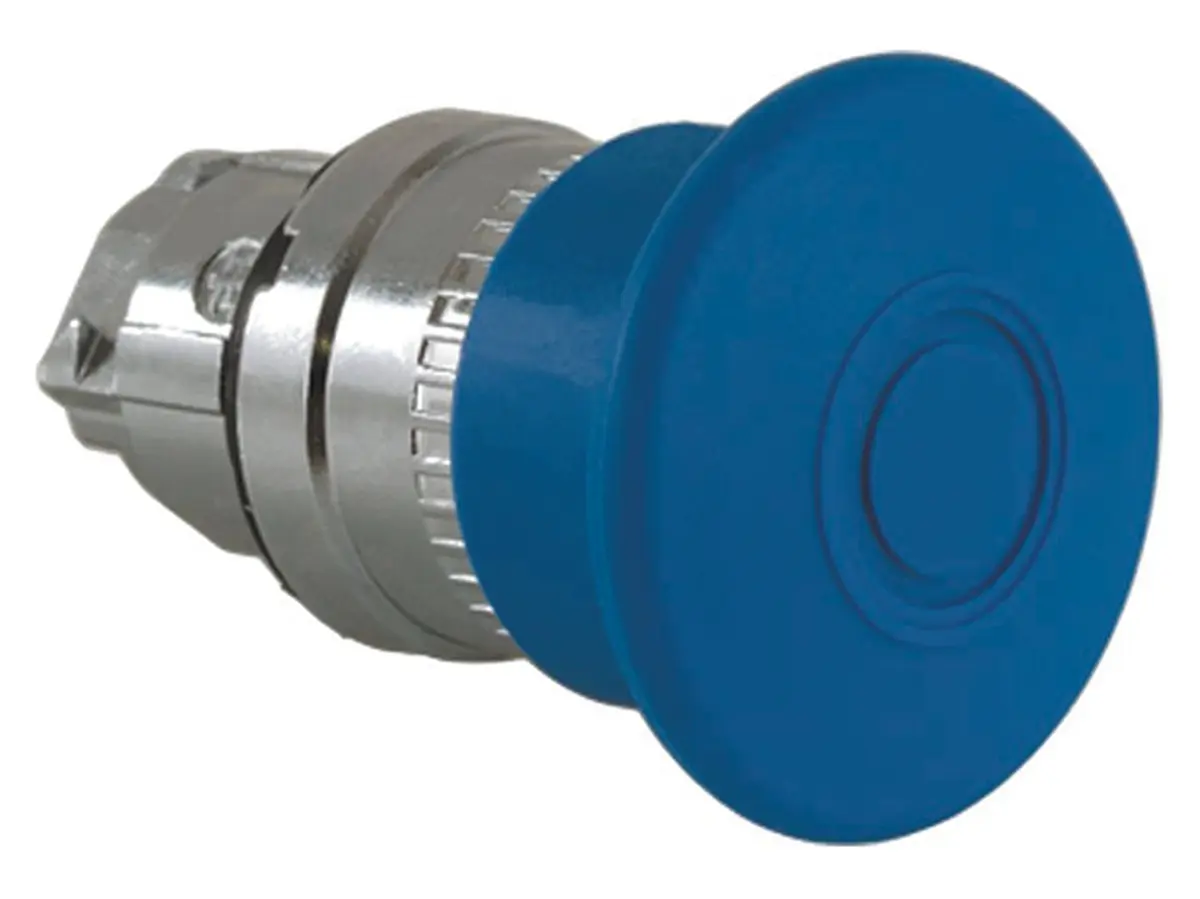 Produktfoto 1 von Schneider Electric Harmony XB4 Drucktastenkopf Ø 22 mm, Blau Rastend Rund Pilzförmig Rund Metall, IP66