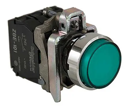 Produktfoto 1 von Schneider Electric Harmony XB4 Druckschalter Grün Beleuchtet Federrückstellung Panel Ø 22 mm, 1-poliger Umschalter / 10