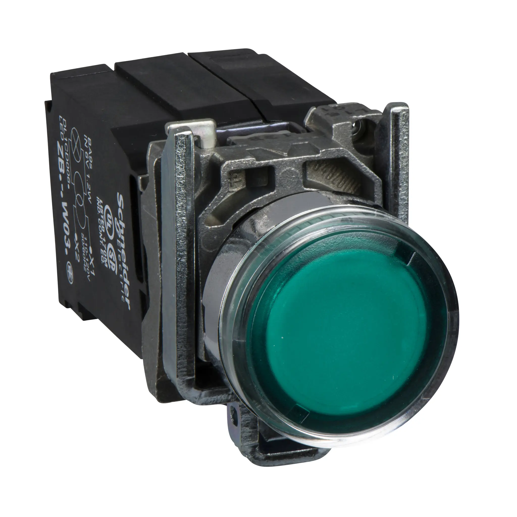 Produktfoto 1 von Schneider Electric Harmony XB4 Druckschalter Grün Beleuchtet Federrückstellung Panel Ø 22 mm, 1-poliger Umschalter / 10
