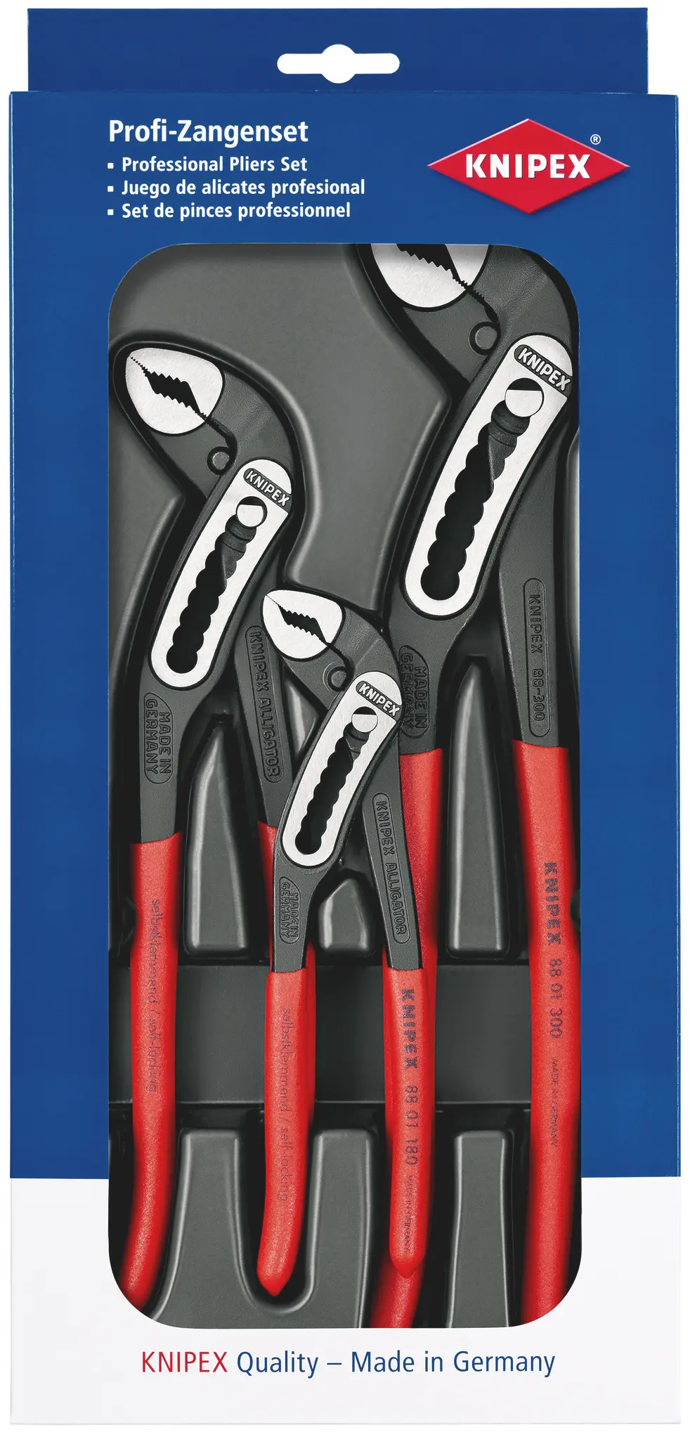 Produktfoto 1 von Knipex Alligator® Wasserpumpenzangen-Set 3 Stk. 180 → 300 mm Wasserpumpenzange