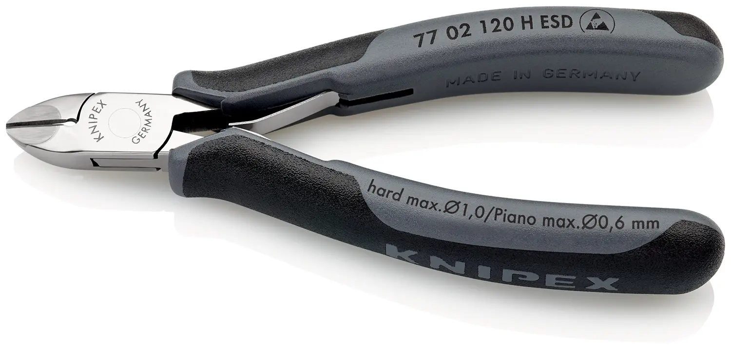 Produktfoto 1 von Knipex Knipex ESD-Sicherheit Mit abgeflachter Kante Seitenschneider Schließer (NO) 120 mm / Backen 14mm, Schneidleistung