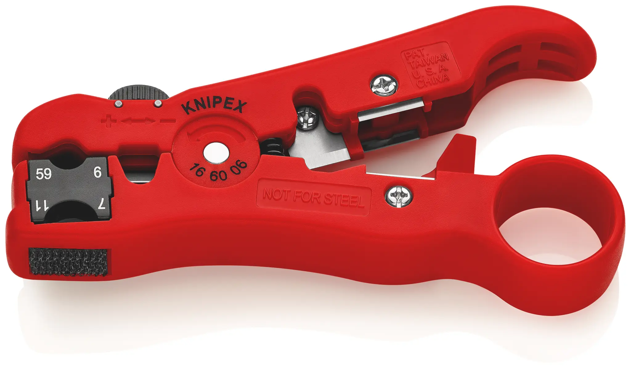 Produktfoto 1 von Knipex 16 60 06 SB Abziehwerkzeug, Koaxial, Daten RG59, 6, 7, 11, 125 mm