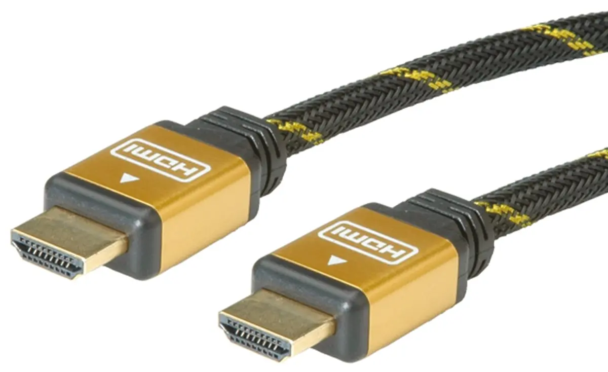 Produktfoto 1 von Roline HDMI-Kabel A HDMI Ethernet Stecker B HDMI Ethernet Stecker, 20m, Schwarz/Gold