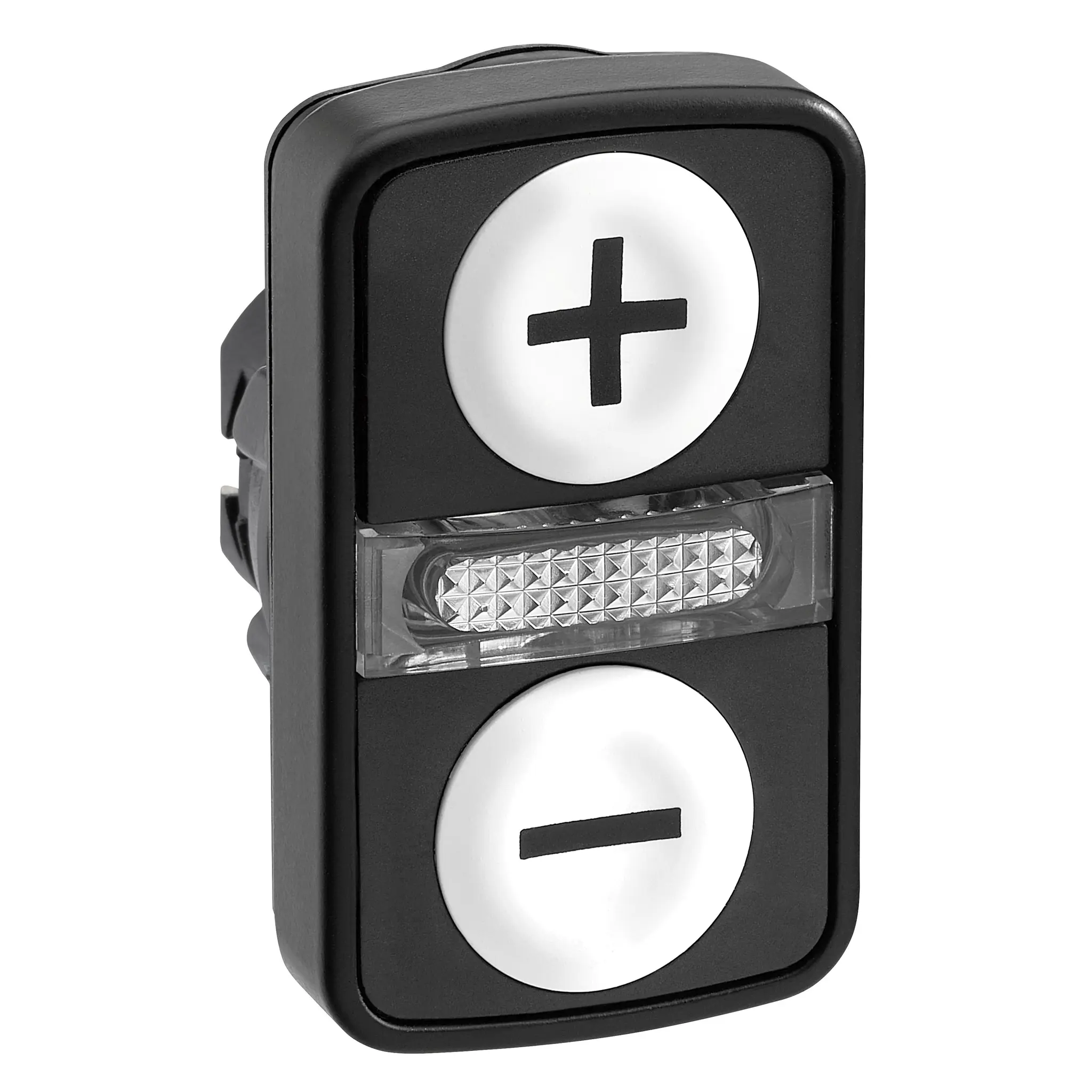 Produktfoto 1 von Schneider Electric Harmony Drucktastenkopf Ø 22 mm, Schwarz, Weiß Tastend Rechteckig Rechteckig Kunststoff, IP66