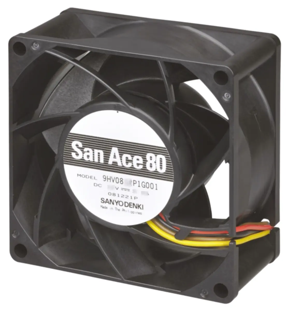 Produktfoto 1 von Sanyo Denki San Ace 9HV DC-Axiallüfter, Kugellager, 48 V dc / 40.8W, 80 x 80 x 38mm, 14900U/min, 222m³/h