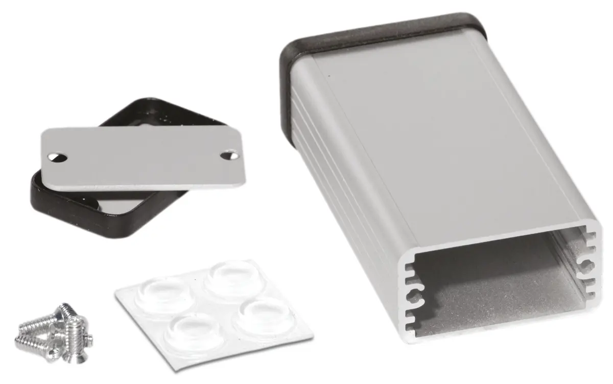 Produktfoto 1 von Hammond 1455; Gehäuse; Aluminium; Silber IP54 Breite 42.5 mm Höhe 25.1 mm Länge 80 mm
