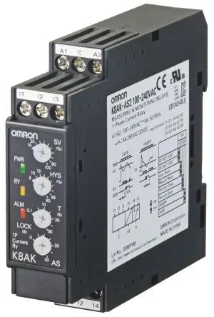 Produktfoto 1 von Omron K8AK-AS Überwachungsrelais 1-phasig, 1-poliger Umschalter Überstrom, Unterstrom 2mA - 500mA, DIN-Hutschiene, 240V