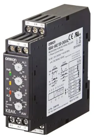 Omron K8AK-AW Überwachungsrelais 1-phasig, 1-poliger Umschalter Unterstrom, Überstrom 2mA - 500mA, DIN-Hutschiene, 240V