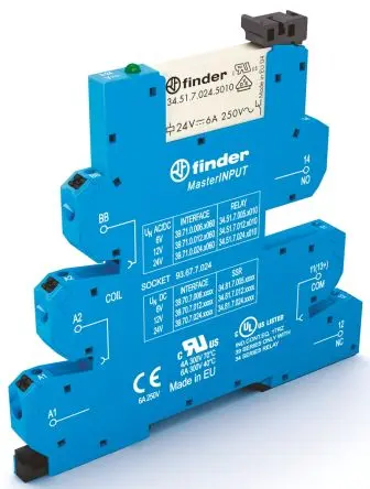 Produktfoto 1 von Finder 39 Interface Relais 24V ac/dc, 1-poliger Umschalter DIN-Hutschiene 11mA