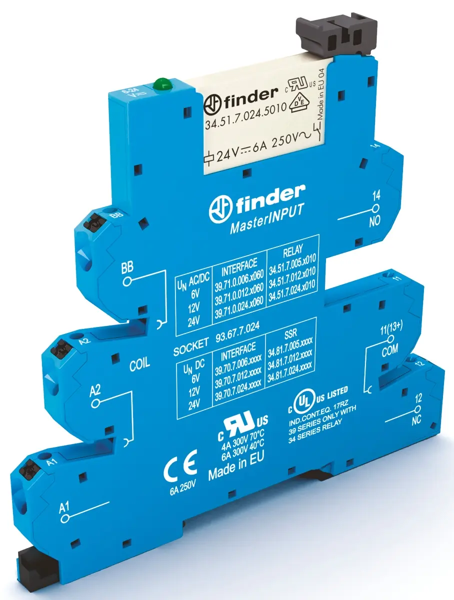 Produktfoto 1 von Finder 39 Series Interface Relais, 184V ac/dc / 264V ac/dc 230V ac, 1-poliger Wechsler DIN-Schienen 250 → 400V ac