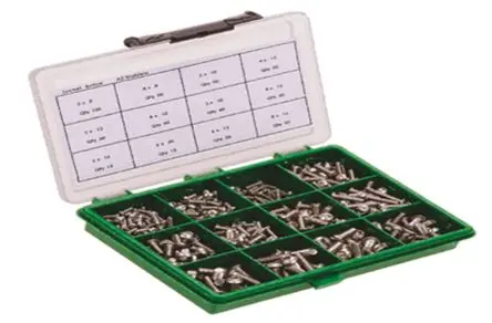 Produktfoto 1 von RS PRO Edelstahl Innensechskant Schrauben Sortiment Kappe x 50 mm x 12 mm, 431 Stück