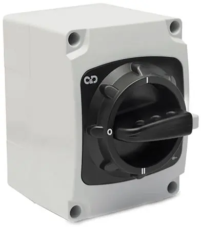 Produktfoto 1 von Craig & Derricott SCOD Trennschalter 3-polig DIN-Hutschiene 20A 7.5 kW Grau IP66 3-phasig