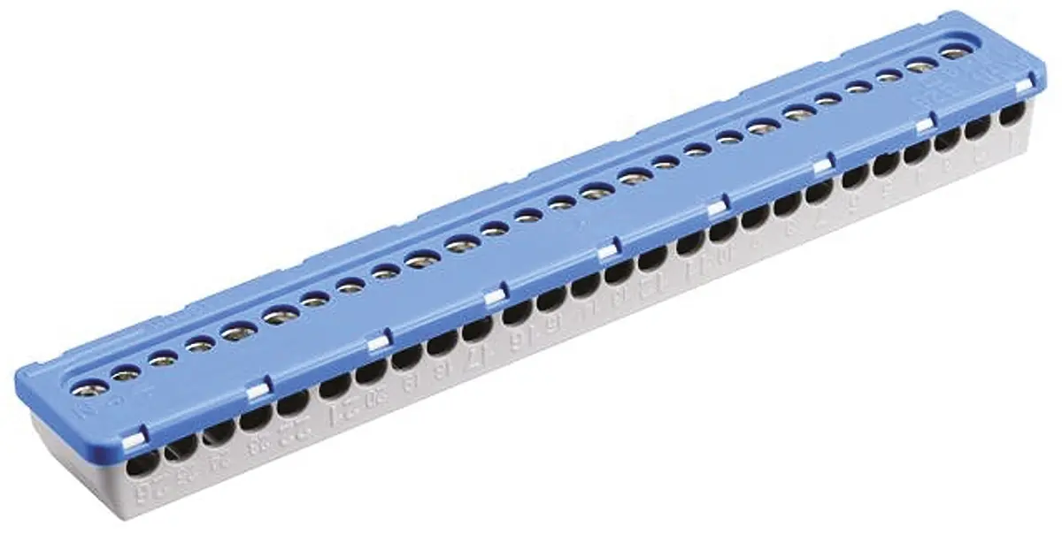 Produktfoto 1 von Entrelec MISTRAL65 Thermoplast  Verbindungsklemme Blau, Schraubanschluss 26-polig 6 mm², 16 mm² / 100A