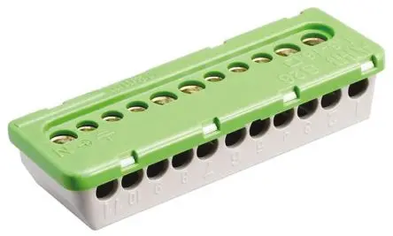 Entrelec MISTRAL65 Thermoplast Klemmblock ohne Sicherung 100A Grün 11-polig Schraubbefestigung 16mm², 6 mm²