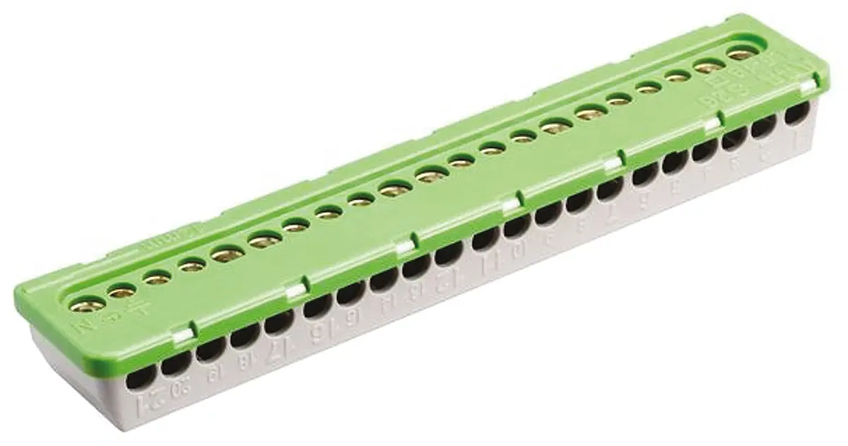 Produktfoto 1 von Entrelec MISTRAL65 Thermoplast Klemmblock ohne Sicherung 100A Grün 21-polig Schraubbefestigung 16mm², 6 mm²