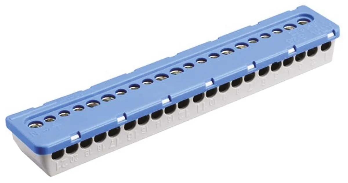 Produktfoto 1 von Entrelec MISTRAL65 Thermoplast Klemmblock ohne Sicherung 100A Blau 21-polig Schraubbefestigung 16mm², 6 mm²