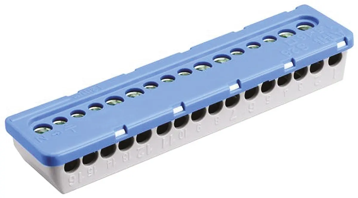 Produktfoto 1 von Entrelec MISTRAL65 Thermoplast Klemmblock ohne Sicherung 100A Blau 16-polig Schraubbefestigung 16mm², 6 mm²