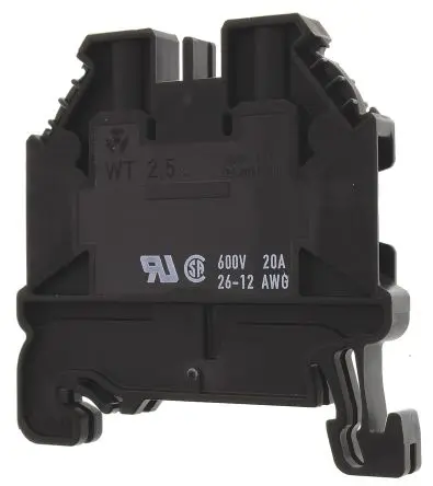 Produktfoto 1 von Wieland WT 2.5 Anschlussklemmenblock für Durchkontaktierung 1 Schwarz, 2.5mm², 1kV Schraubbefestigung ATEX