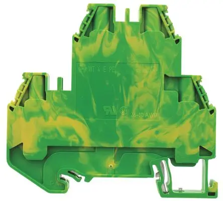 Produktfoto 1 von Wieland WT 4 E PE Schutzleiterklemme 2 Grün, Gelb, 10AWG, 26 AWG, 800V Schraubbefestigung ATEX