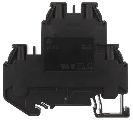 Produktfoto 1 von Wieland WT 4 E Mehrstufiger Anschlussklemmenblock 2 Schwarz, 10AWG, 26 AWG, 800V Schraubbefestigung ATEX