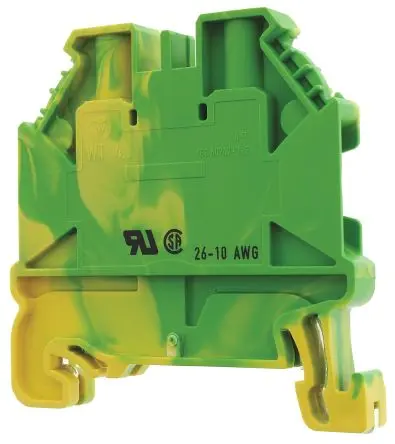 Produktfoto 1 von Wieland WT 4 PE Schutzleiterklemme 1 Gelb, Grün, 10AWG, 26 AWG, 1kV Schraubbefestigung ATEX