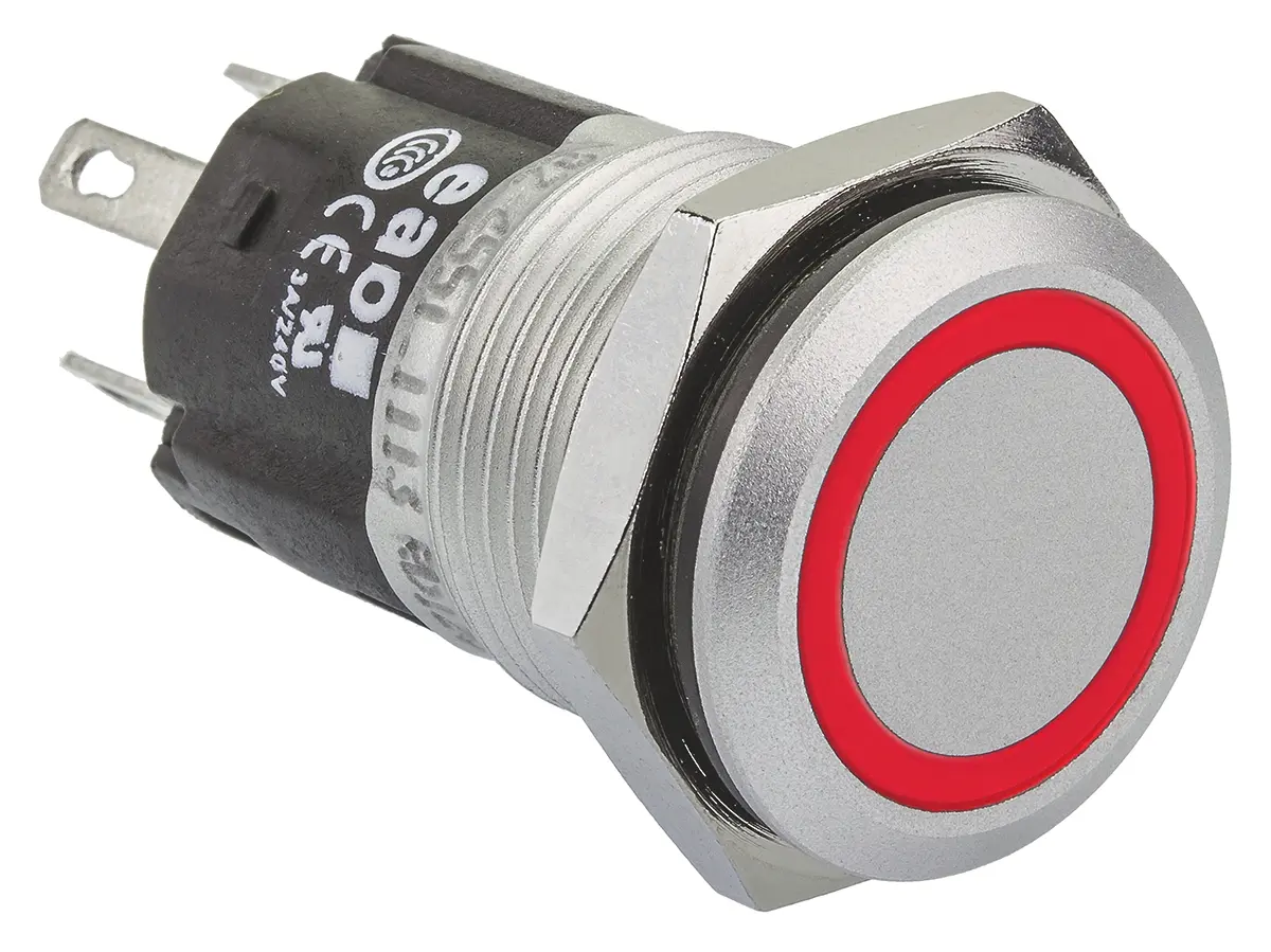 Produktfoto 1 von EAO 82 Druckschalter Rot Beleuchtet Tastend Panel Ø 16 mm, 1-poliger Umschalter / 1 A 240 V dc 240 V ac, IP40, IP65
