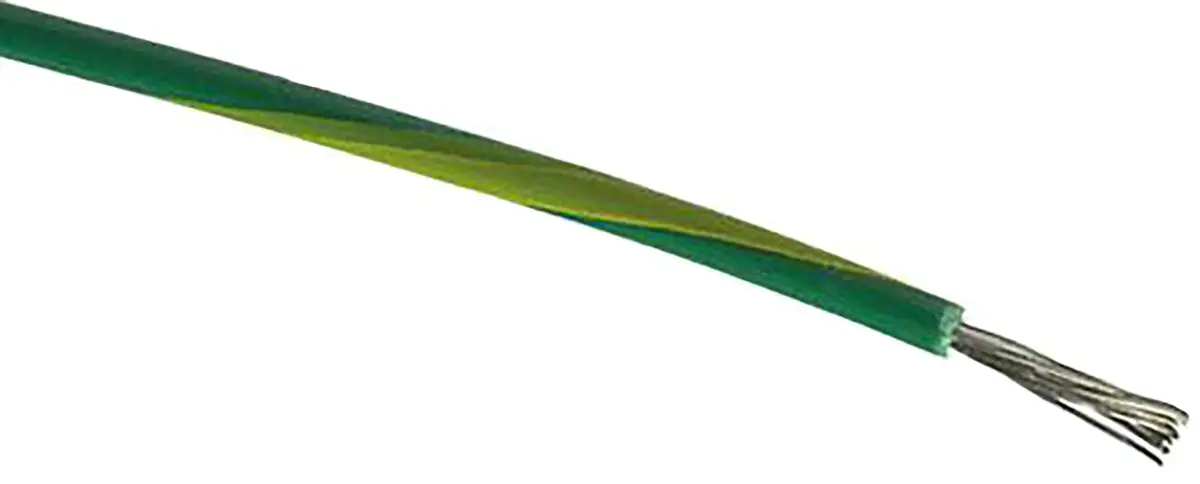 Produktfoto 1 von RS PRO Einzeladerleitung 6mm², 9 AWG 100m Grün/Gelb PVC isoliert Ø 6.3mm 84/0,3 mm Litzen