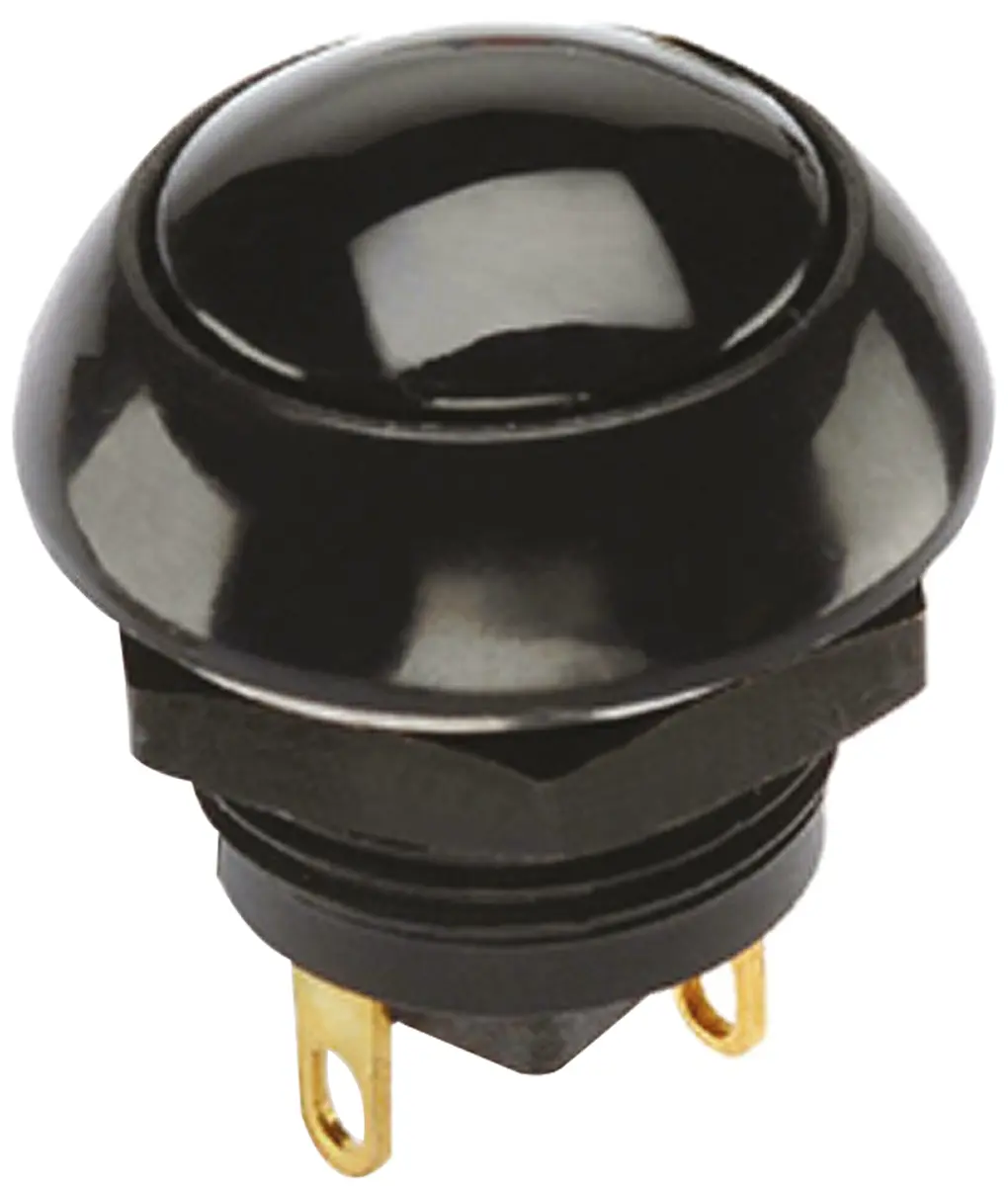Produktfoto 1 von Otto P9 Druckschalter Schwarz Tastend Panel Ø 0.505 x 0.460 in, 1-poliger Umschalter / 4 A 28 V dc 115 V ac, IP68S