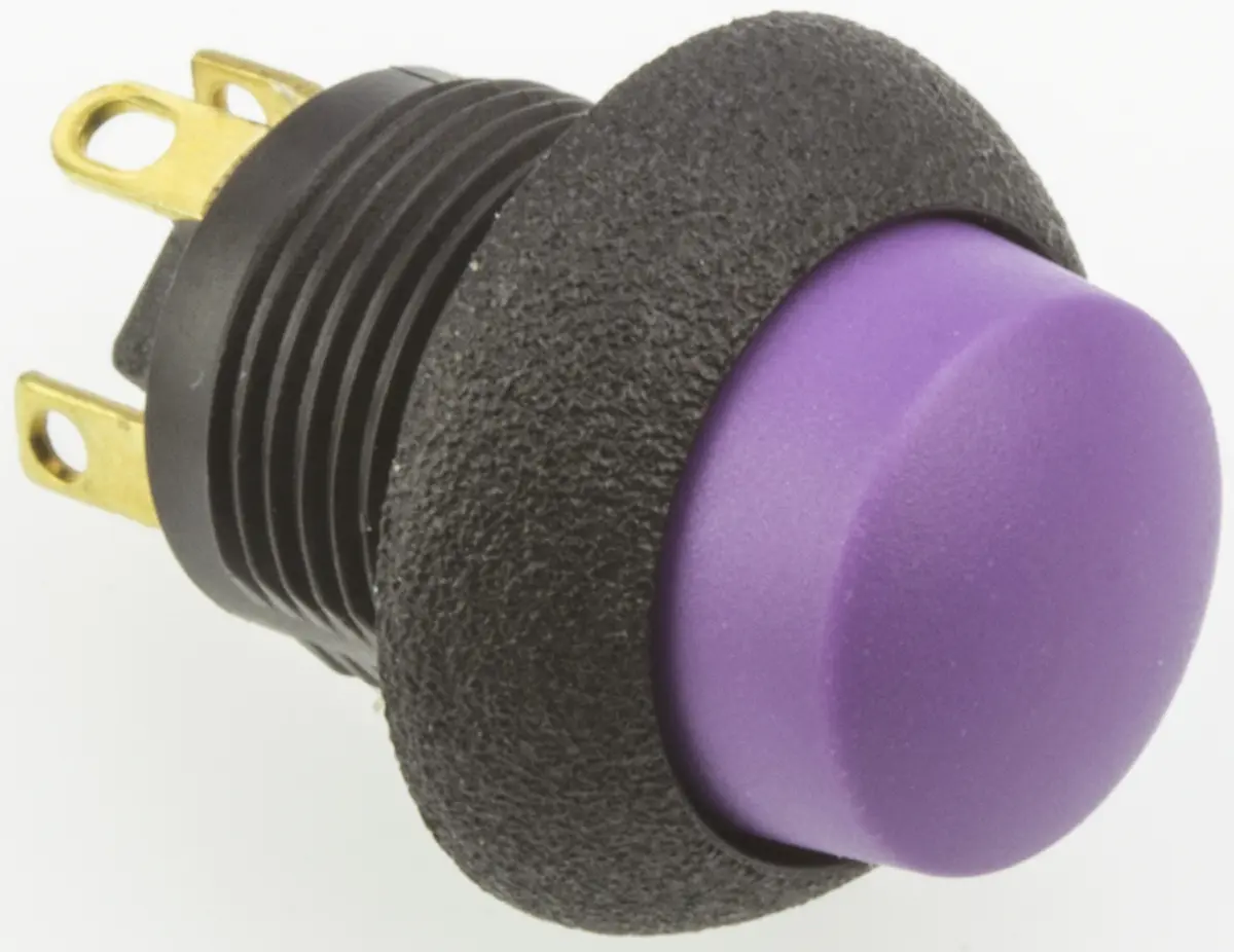 Produktfoto 1 von Otto P9 Druckschalter Violett Tastend Panel Ø 0.505 x 0.460 in, 1-poliger Umschalter / 4 A 28 V dc 115 V ac, IP68S