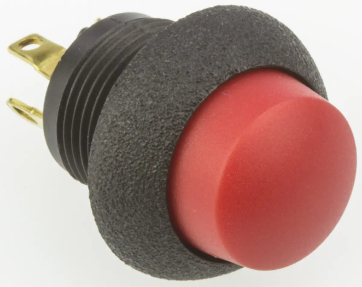 Produktfoto 1 von Otto P9 Druckschalter Rot Tastend Panel Ø 0.505 x 0.460 in, 1-poliger Umschalter / 4 A 28 V dc 115 V ac, IP64