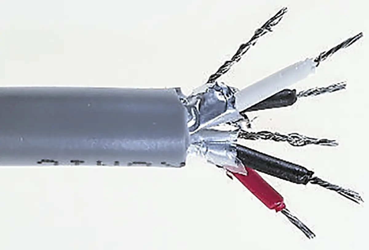 Produktfoto 1 von RS PRO Datenkabel, 2-paarig 0,22 mm² Ø 7mm Kupfer verzinnt Schirmung PVC isoliert Twisted Pair Grau