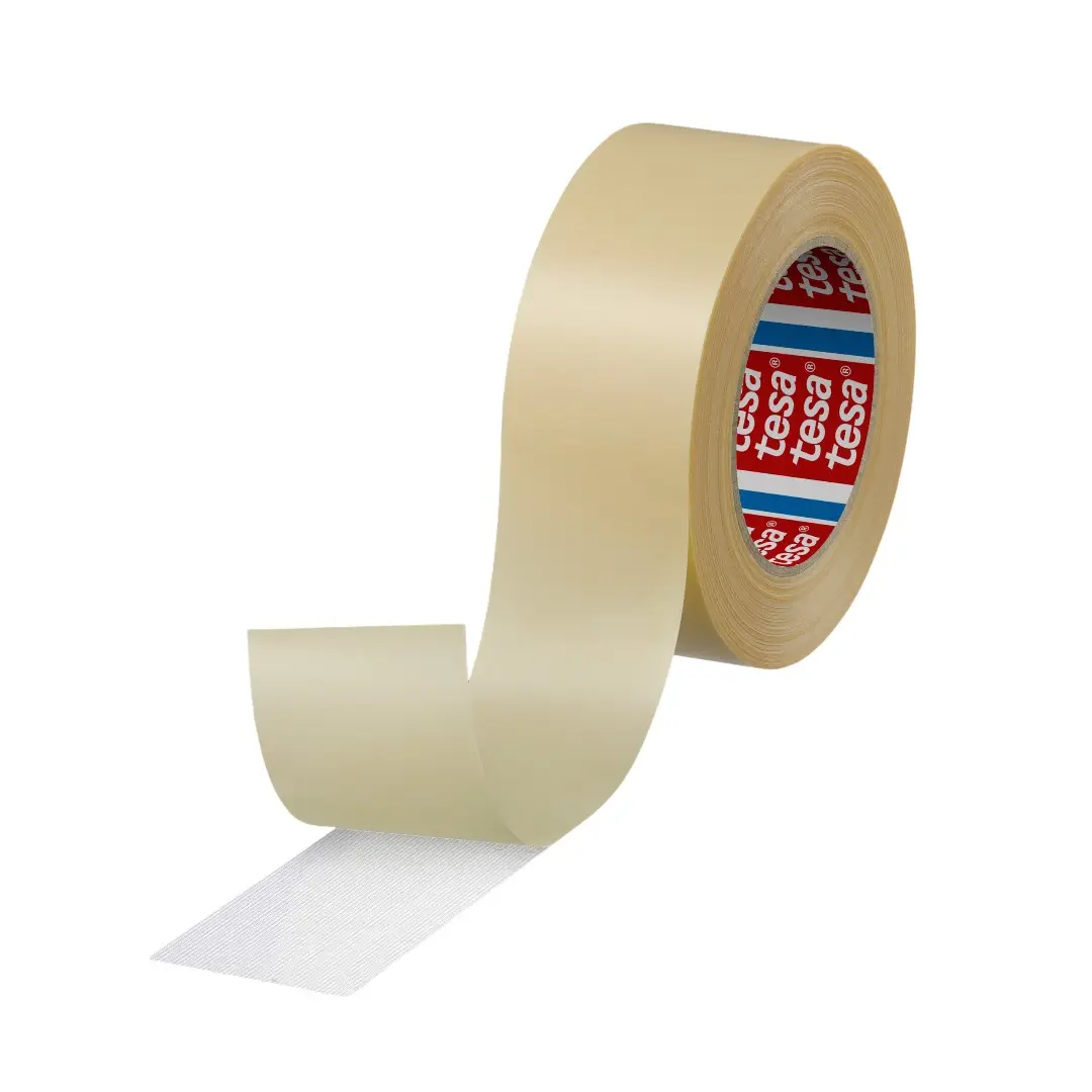 Produktfoto 1 von Tesa 04939-00006-00 Doppelseitiges Gewebeband, Weiß bis +80°C, Stärke 235μm, 50mm x 25m